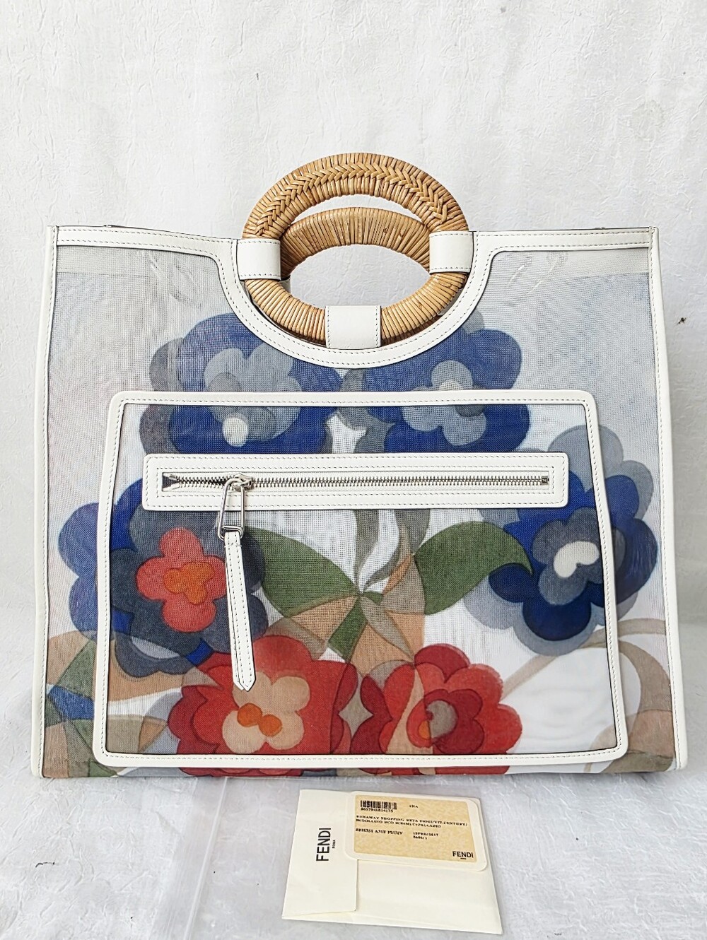 Auth Fendi Large Runway Shopper Mesh Tote Bag